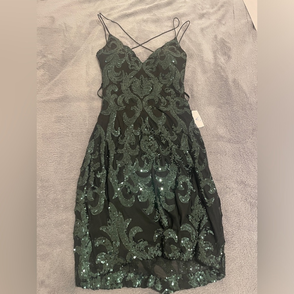 green and black sequin windsor dress
